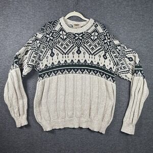 Vtg  Northwest Territory 90's Sz L  Cotton Made USA Grandpa Chunky Knit Sweater